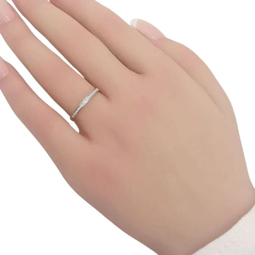 Bague 54 Bague demi-alliance en or blanc 18 carats et diamants 58 Facettes