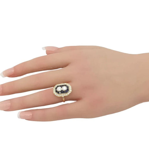 Bague 53 Bague vintage en or jaune 18 carats, saphirs et diamants 58 Facettes