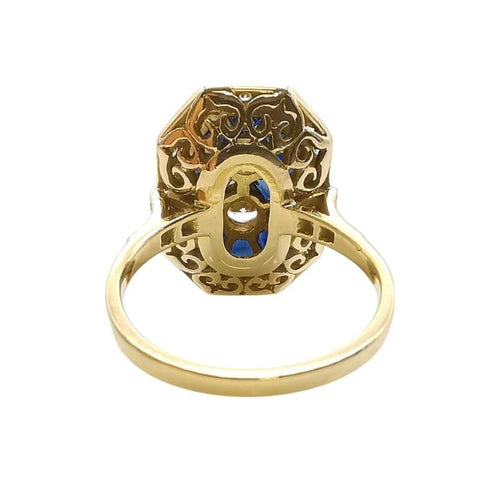 Bague 53 Bague vintage en or jaune 18 carats, saphirs et diamants 58 Facettes
