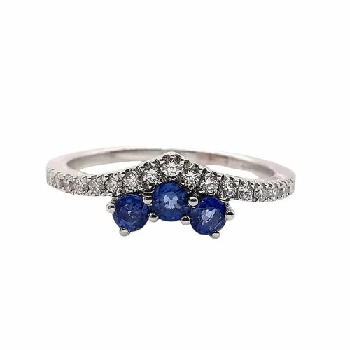 Bague 53 Garden Party - Bague en or blanc 18 carats saphirs et diamants 58 Facettes