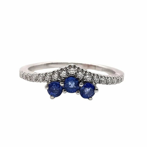 Bague 53 Garden Party - Bague en or blanc 18 carats saphirs et diamants 58 Facettes