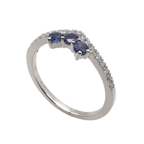 Bague 53 Garden Party - Bague en or blanc 18 carats saphirs et diamants 58 Facettes