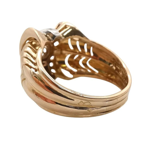 Bague 57 Bague Tank vintage en or rose 18 carats, platine et diamants 58 Facettes