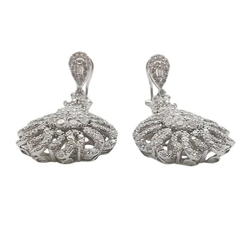 Boucles d'oreilles Boucles d'oreilles en or blanc 18 carats et diamants 58 Facettes