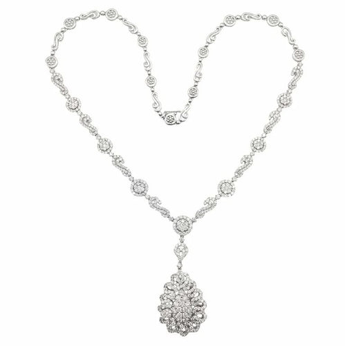 Collier Collier en or blanc 18 carats et diamants taille brillant 58 Facettes