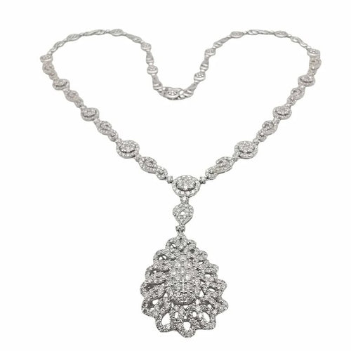 Collier Collier en or blanc 18 carats et diamants taille brillant 58 Facettes