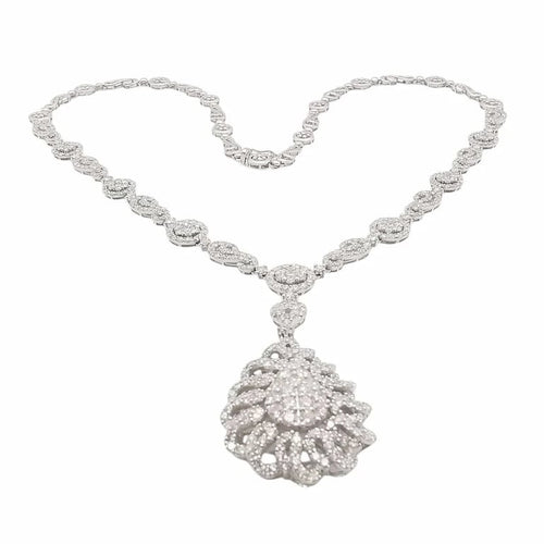 Collier Collier en or blanc 18 carats et diamants taille brillant 58 Facettes