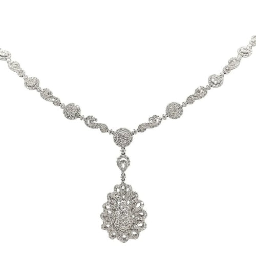 Collier Collier en or blanc 18 carats et diamants taille brillant 58 Facettes