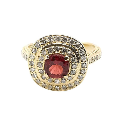 Bague 52 Glamira - Bague en or jaune 14 carats grenat et diamants 58 Facettes