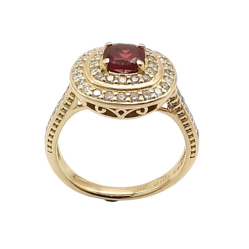 Bague 52 Glamira - Bague en or jaune 14 carats grenat et diamants 58 Facettes