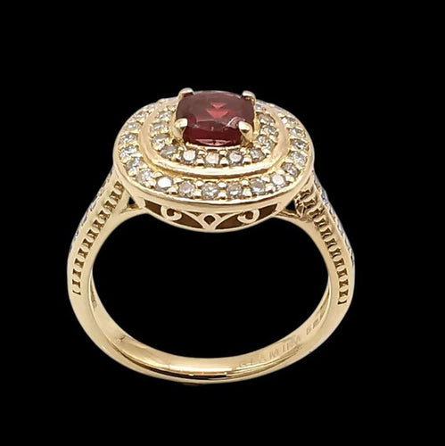 Bague 52 Glamira - Bague en or jaune 14 carats grenat et diamants 58 Facettes