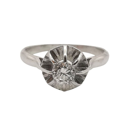 Bague 52 Bague solitaire en or blanc 18 carats et diamant 58 Facettes