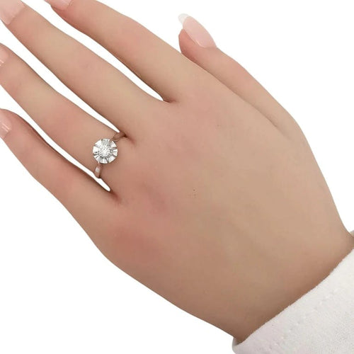 Bague 52 Bague solitaire en or blanc 18 carats et diamant 58 Facettes