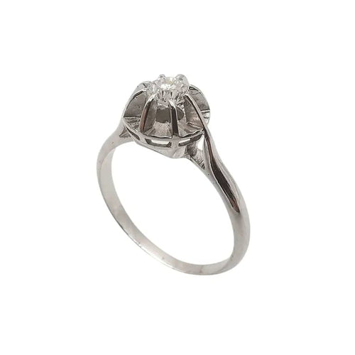 Bague 52 Bague solitaire en or blanc 18 carats et diamant 58 Facettes