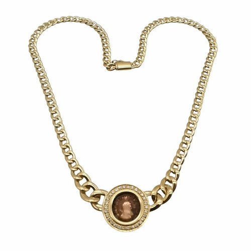 Collier Collier maille gourmette en chute en or jaune 18 carats et diamants 58 Facettes