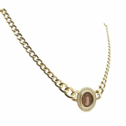 Collier Collier maille gourmette en chute en or jaune 18 carats et diamants 58 Facettes