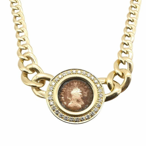 Collier Collier maille gourmette en chute en or jaune 18 carats et diamants 58 Facettes