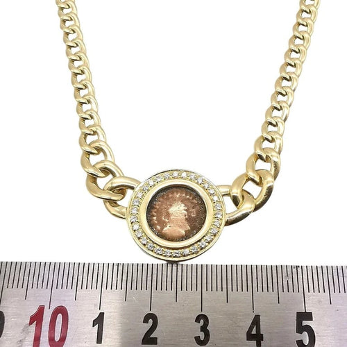 Collier Collier maille gourmette en chute en or jaune 18 carats et diamants 58 Facettes