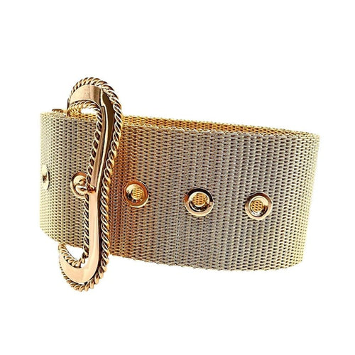 Bracelet Bracelet vintage italien à boucle en or jaune et or rose 18 carats 58 Facettes