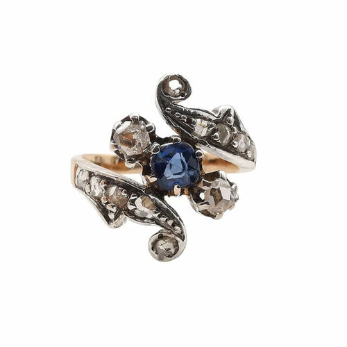 Bague 50 Bague vintage en or rose 18 carats, saphir et diamants 58 Facettes