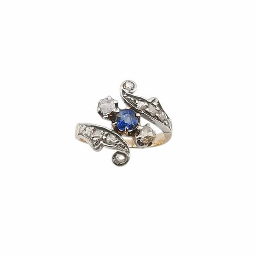 Bague 50 Bague vintage en or rose 18 carats, saphir et diamants 58 Facettes