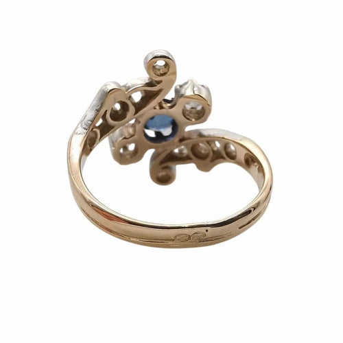 Bague 50 Bague vintage en or rose 18 carats, saphir et diamants 58 Facettes