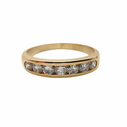 Bague 54 Bague demi-alliance en or jaune 18 carats et diamants 58 Facettes