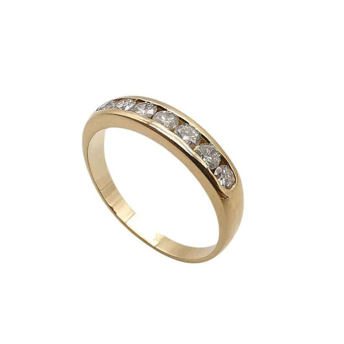 Bague 54 Bague demi-alliance en or jaune 18 carats et diamants 58 Facettes