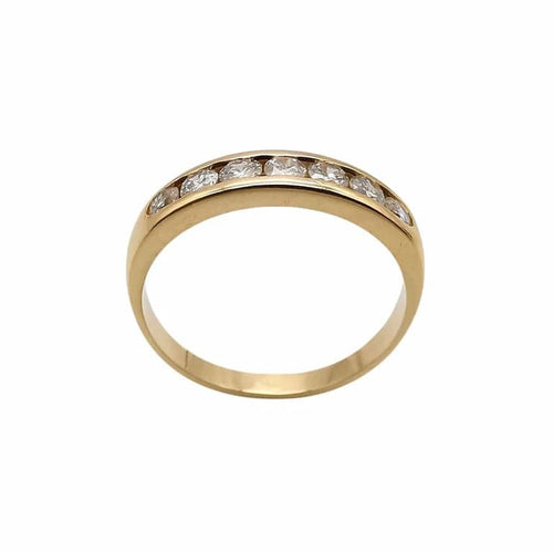 Bague 54 Bague demi-alliance en or jaune 18 carats et diamants 58 Facettes
