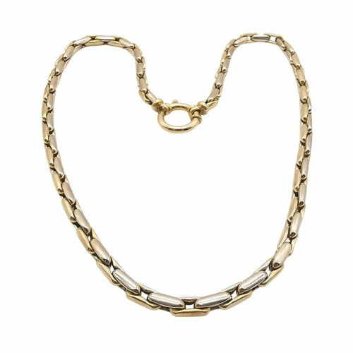 Collier Collier maille grain de riz en or jaune et or blanc 18 carats 58 Facettes