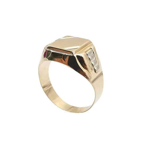 Bague 68 Bague chevalière en or jaune 18 carats 58 Facettes