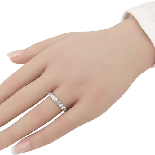 Bague 52 Alliance américaine - Bague en or blanc 18 carats et diamants 58 Facettes