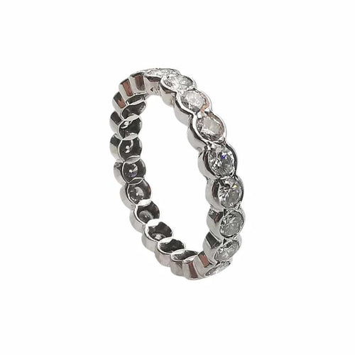 Bague 52 Alliance américaine - Bague en or blanc 18 carats et diamants 58 Facettes