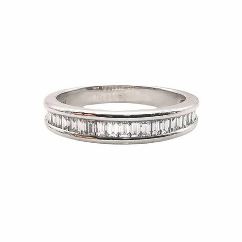 Bague 57 Alliance américaine demi-tour en or blanc 18 carats et diamants 58 Facettes