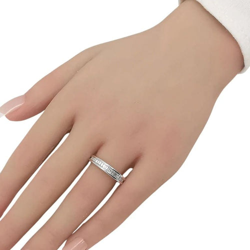 Bague 57 Alliance américaine demi-tour en or blanc 18 carats et diamants 58 Facettes