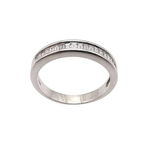 Bague 57 Alliance américaine demi-tour en or blanc 18 carats et diamants 58 Facettes