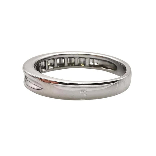 Bague 57 Alliance américaine demi-tour en or blanc 18 carats et diamants 58 Facettes