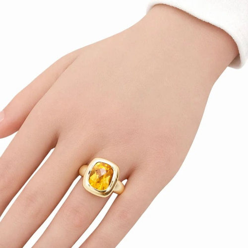Bague 60 Bague en or jaune 18 carats sertie d’une citrine 58 Facettes