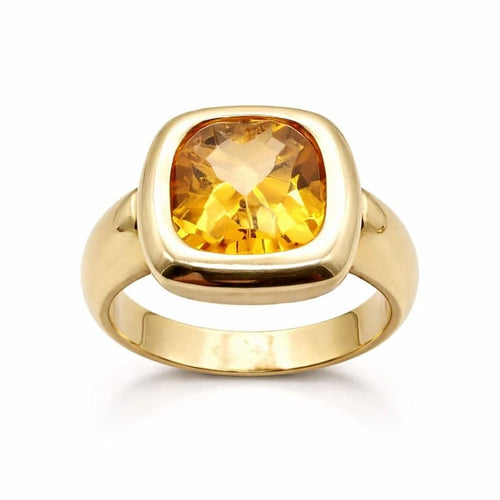 Bague 60 Bague en or jaune 18 carats sertie d’une citrine 58 Facettes