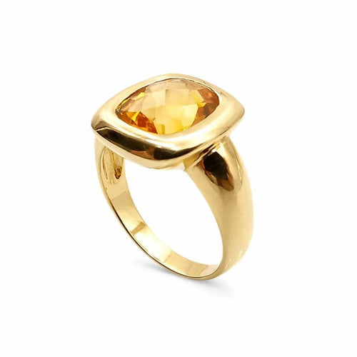 Bague 60 Bague en or jaune 18 carats sertie d’une citrine 58 Facettes