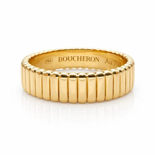 Bague 57 Boucheron Quatre Grosgrain - Alliance en or jaune 18K 58 Facettes