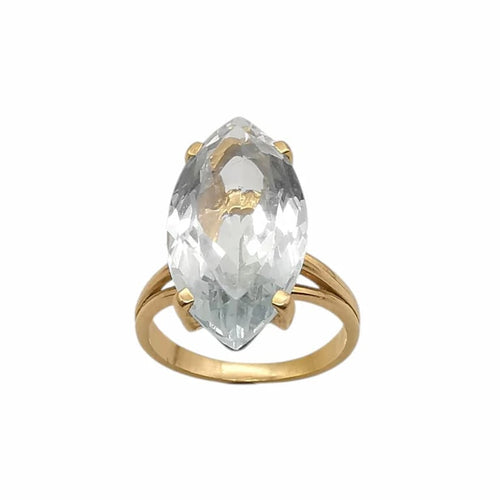 Bague 51 Bague en or jaune 18 carats sertie d’une aigue-marine 58 Facettes