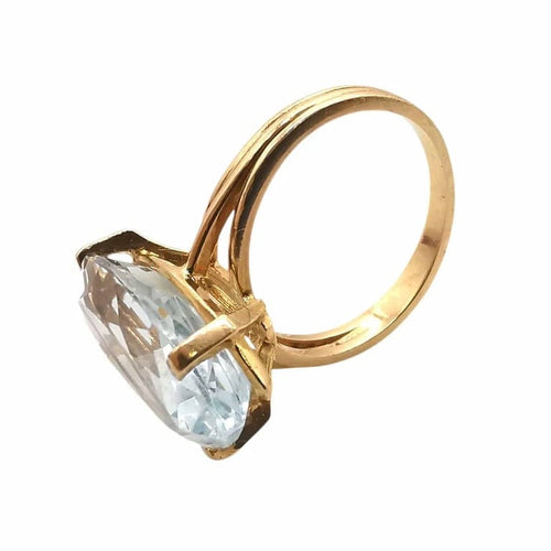 Bague 51 Bague en or jaune 18 carats sertie d’une aigue-marine 58 Facettes