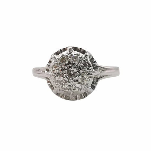 Bague 58 Bague dôme en or blanc 18 carats et diamants 58 Facettes