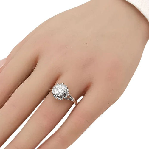 Bague 58 Bague dôme en or blanc 18 carats et diamants 58 Facettes