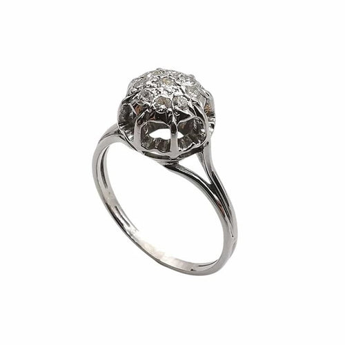 Bague 58 Bague dôme en or blanc 18 carats et diamants 58 Facettes