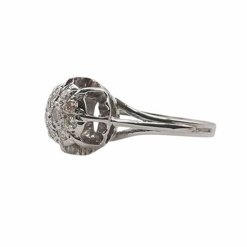 Bague 58 Bague dôme en or blanc 18 carats et diamants 58 Facettes