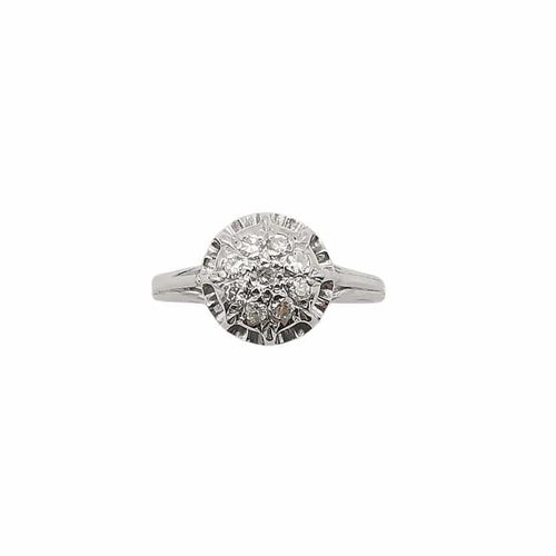 Bague 58 Bague dôme en or blanc 18 carats et diamants 58 Facettes