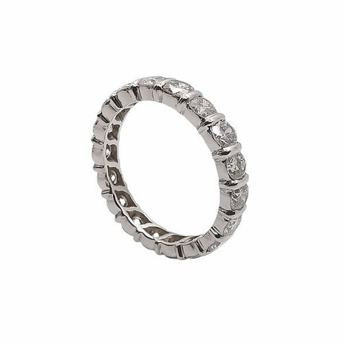 Bague 51 Alliance américaine - Bague en or blanc et diamants 58 Facettes