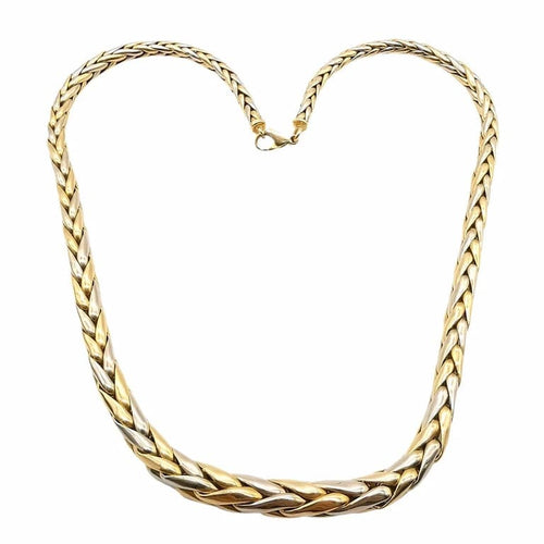 Collier Collier maille palmier en chute en or jaune et or blanc 18 carats 58 Facettes
